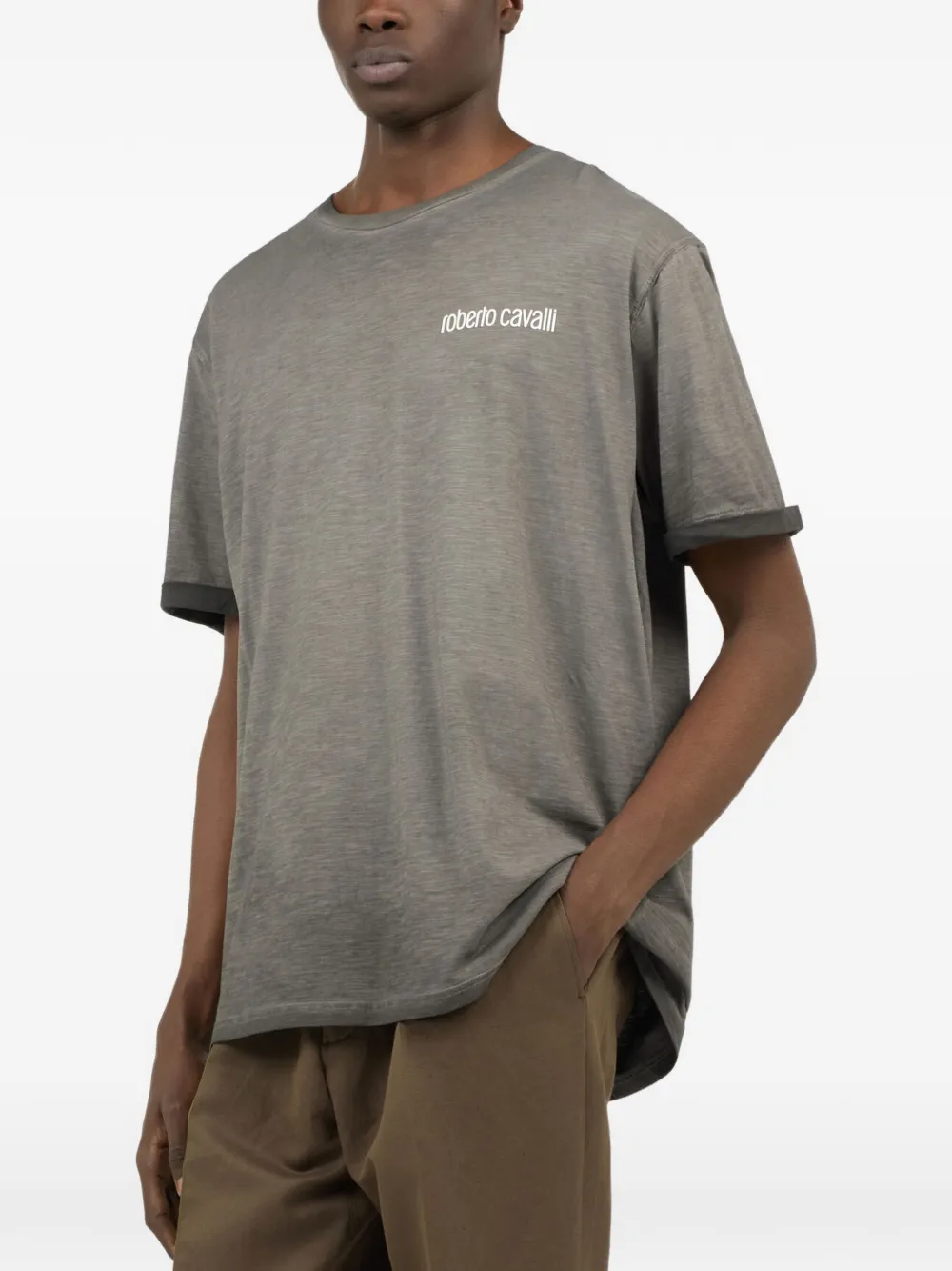 Roberto Cavalli T-shirt met slangenprint Grijs