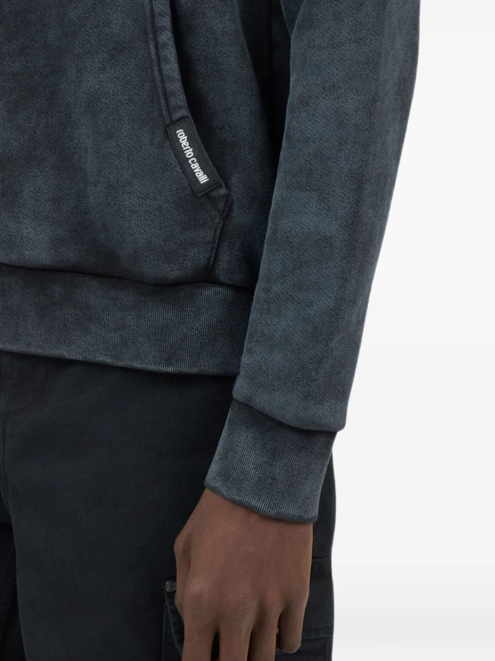 Roberto Cavalli Hoodie met roosprint Zwart