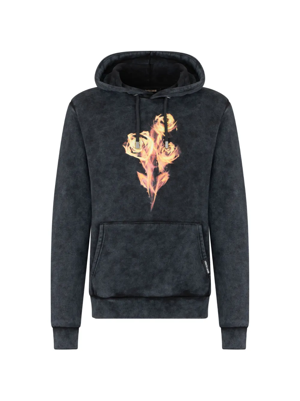 Roberto Cavalli rose-print cotton hoodie - Black