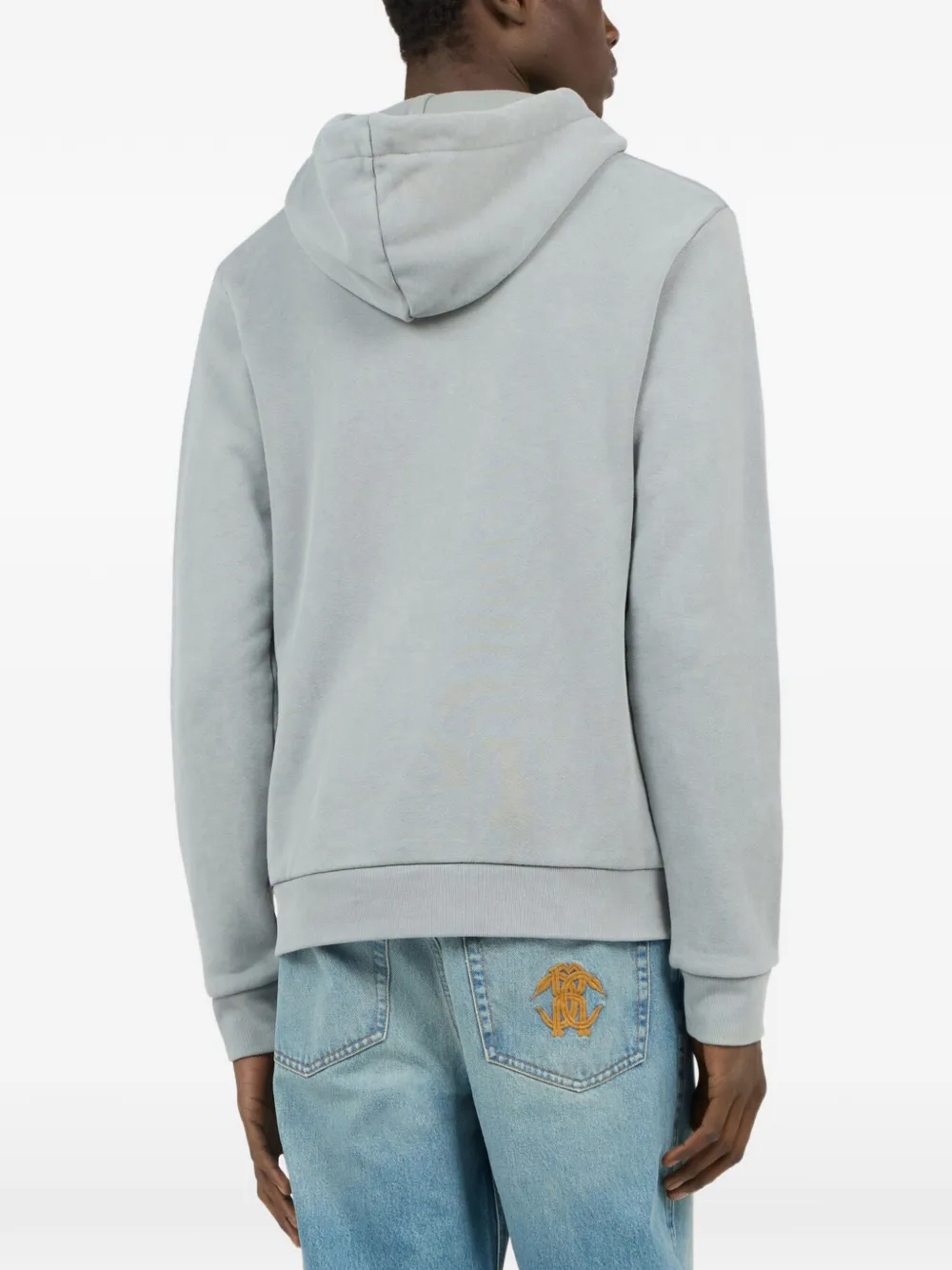 Roberto Cavalli Hoodie met trekkoord en roos-print Grijs