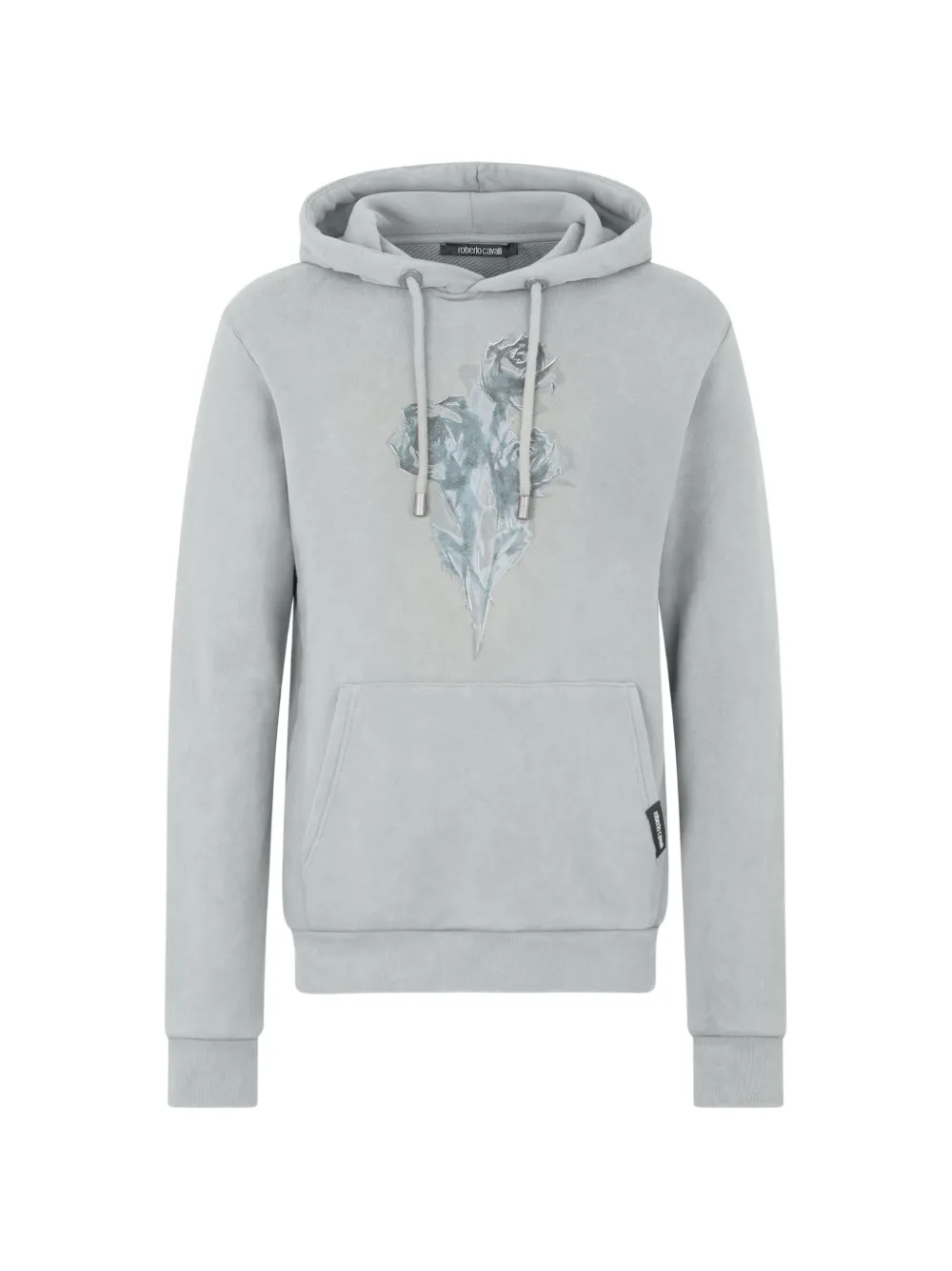 Roberto Cavalli rose-print drawstring hoodie - Grey