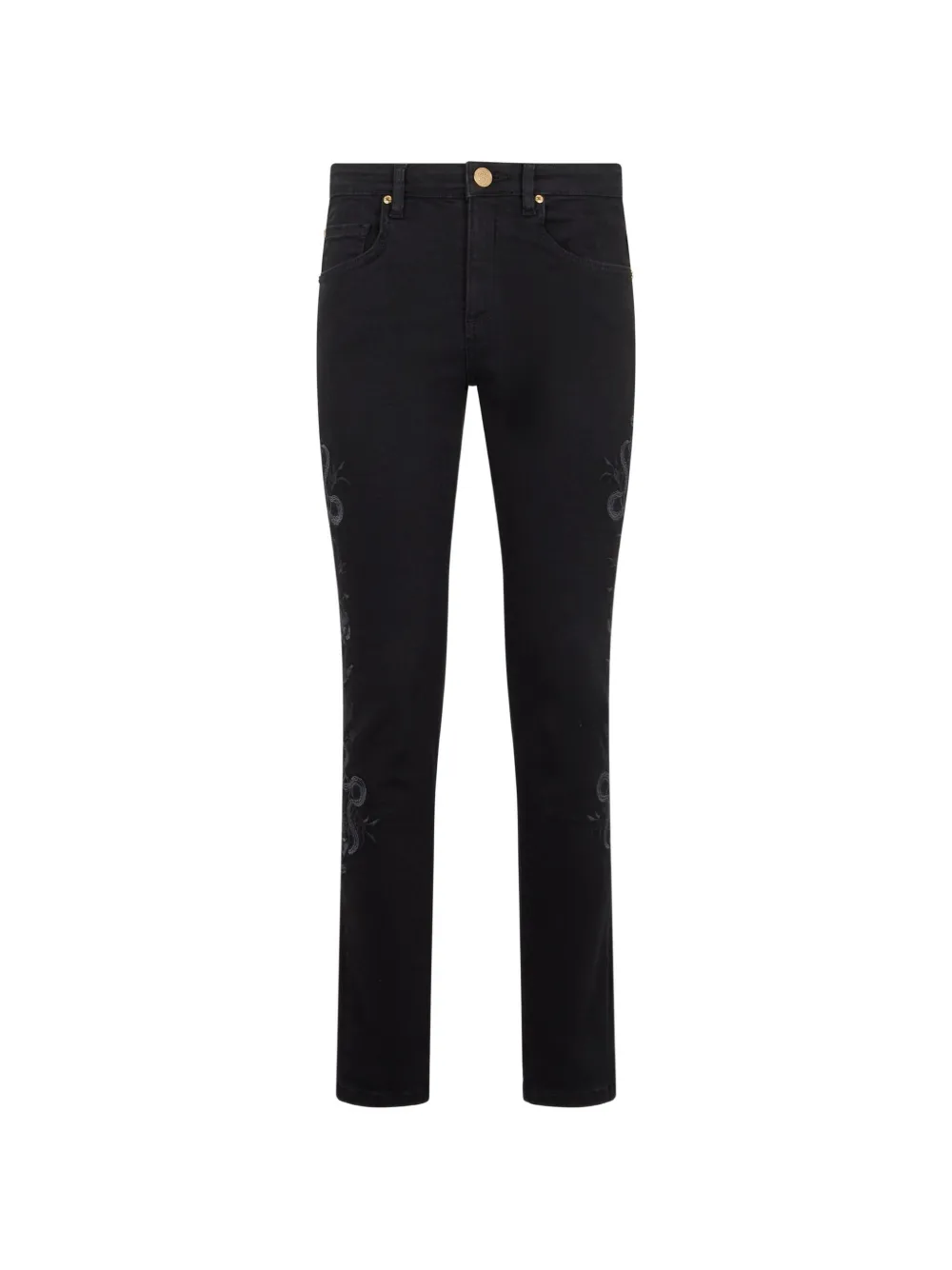 Roberto Cavalli snake-embroidered cropped jeans - Nero