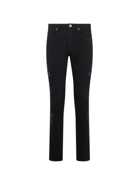Roberto Cavalli snake-embroidered cropped jeans