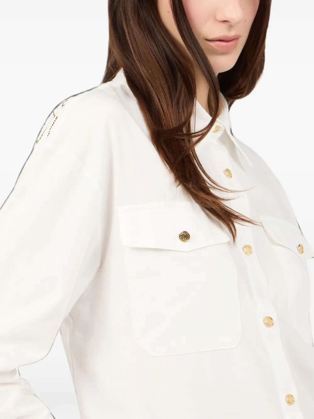 Roberto Cavalli Overhemd met geborduurd logo Wit
