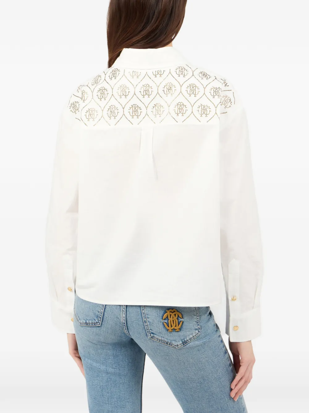 Roberto Cavalli Overhemd met geborduurd logo Wit