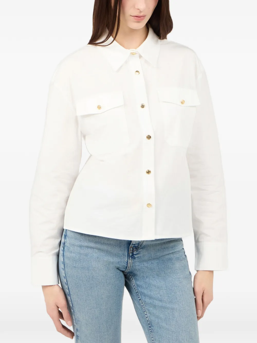 Roberto Cavalli Overhemd met geborduurd logo Wit