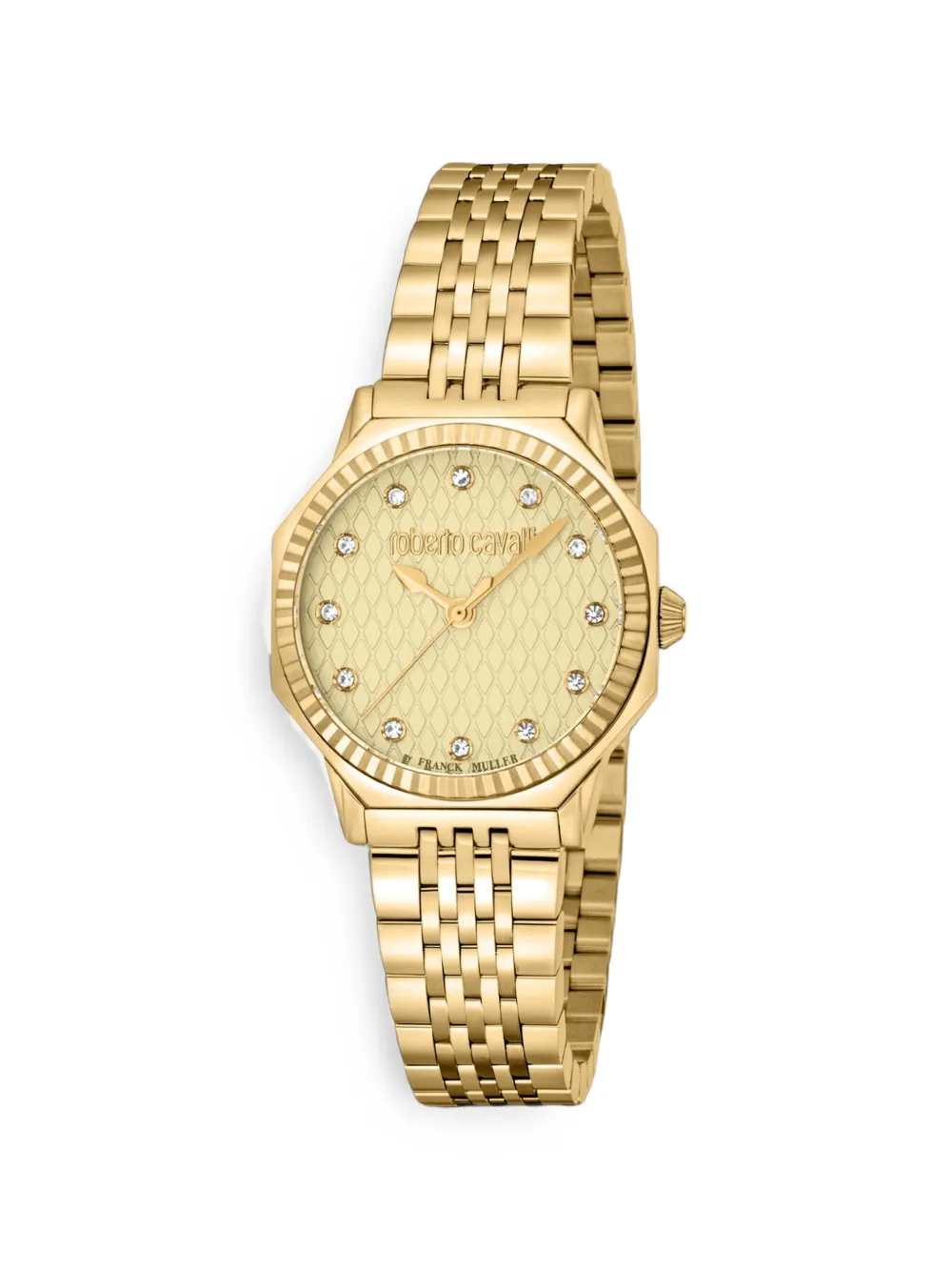 Roberto Cavalli crystal indexes fluted bezel 32mm watch