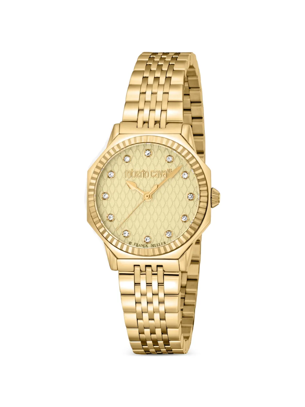 Roberto Cavalli crystal indexes fluted bezel 32mm watch - Oro