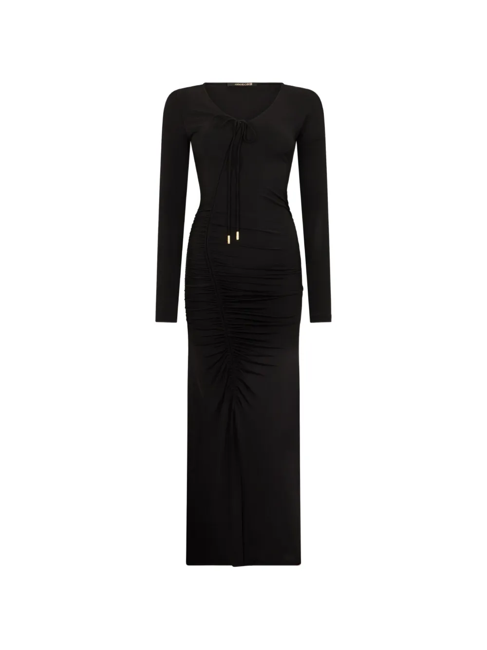 Roberto Cavalli Ruched tie-fastening midi dress - Schwarz