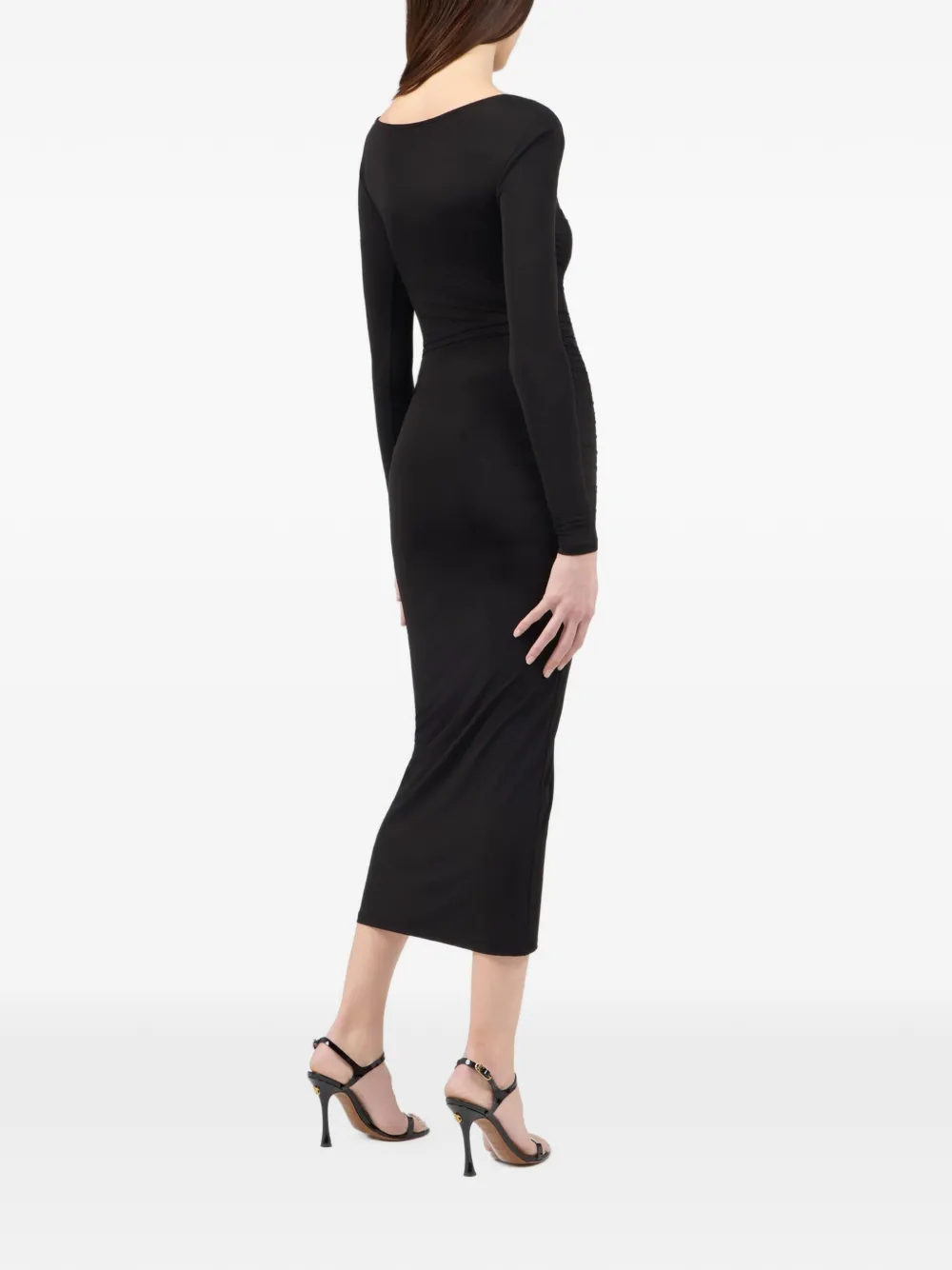 Roberto Cavalli Midi-jurk met ruches en striksluiting Zwart