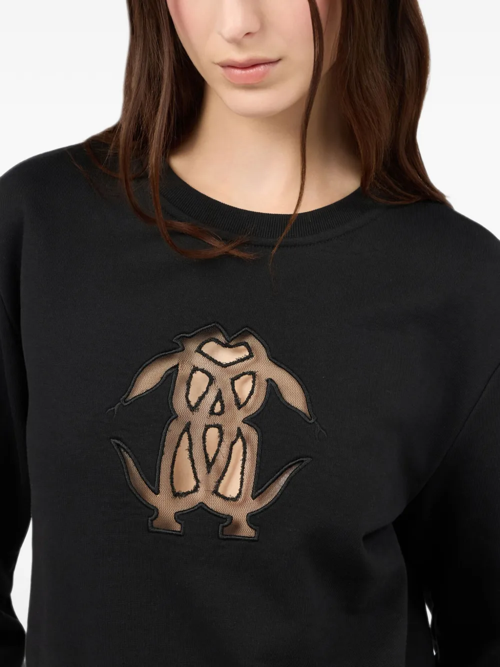 Roberto Cavalli Trui met geborduurd logo en uitgesneden details Zwart