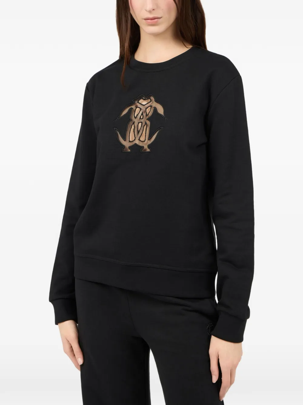 Roberto Cavalli Trui met geborduurd logo en uitgesneden details Zwart