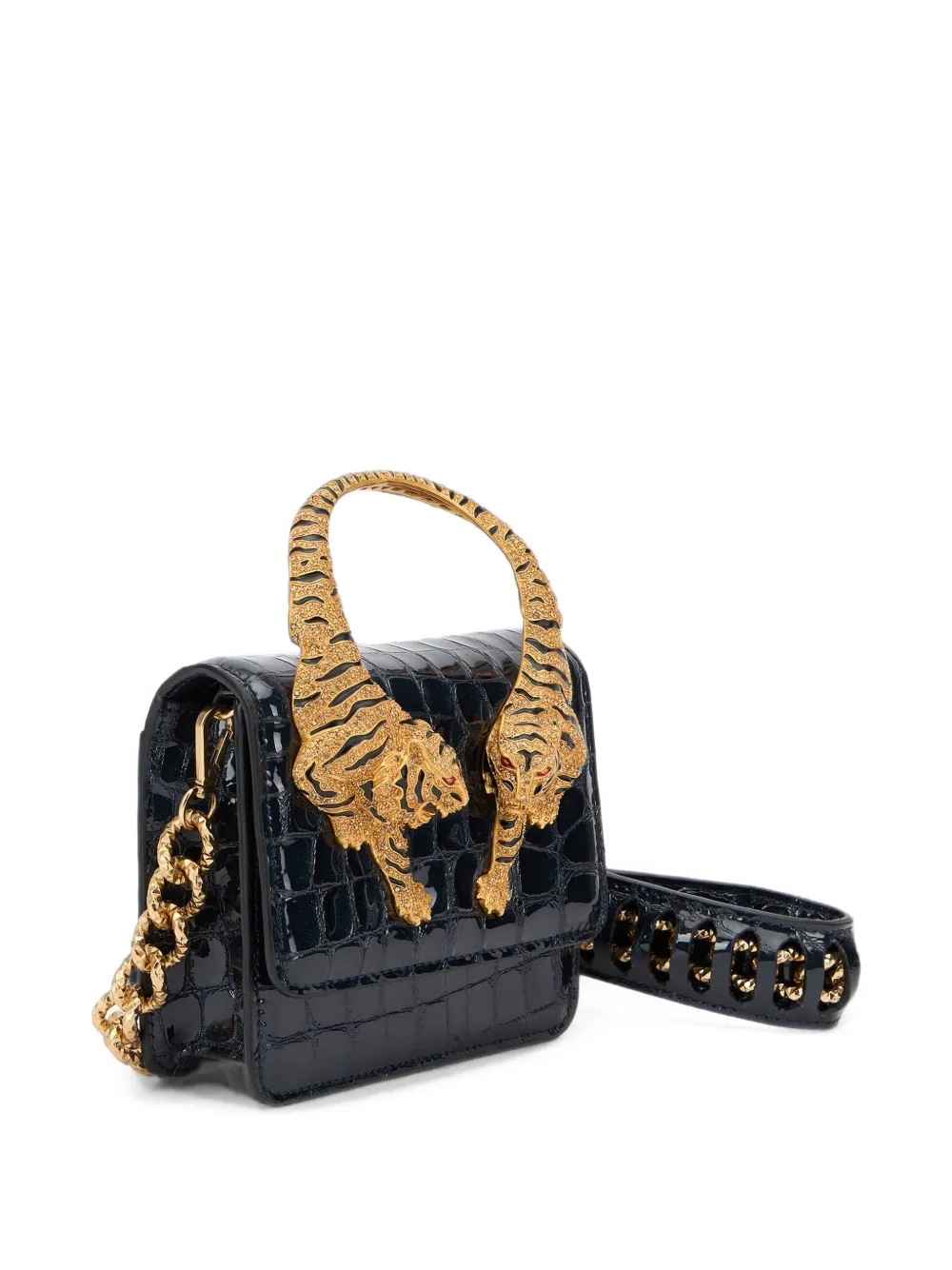 Roberto Cavalli Tiger shopper met krokodillen-reliëf Zwart