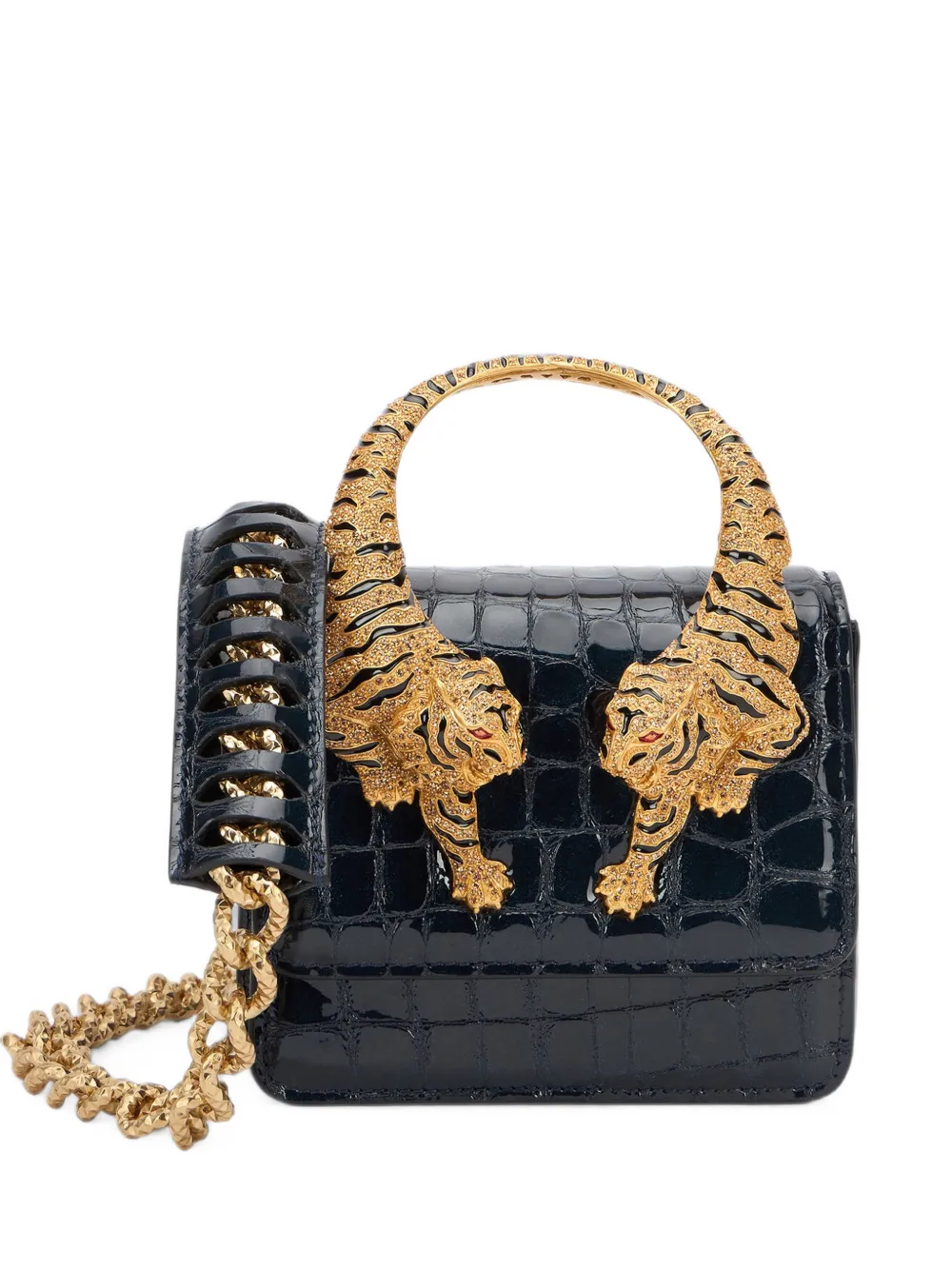 Roberto Cavalli crocodile-effect Tiger tote bag - Noir