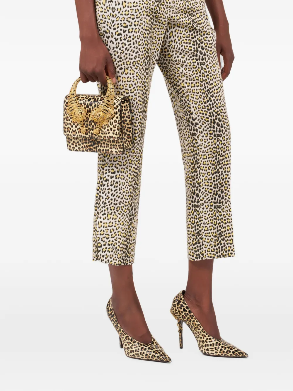 Roberto Cavalli Medium Roar shopper met luipaard-print en tijger-plakkaat Beige