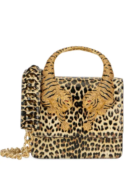 Roberto Cavalli medium Roar leopard-print tiger-plaque tote bag