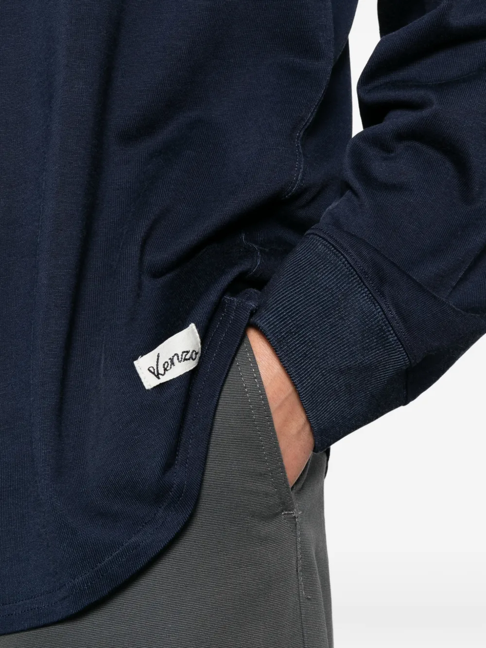 Kenzo logo-print long-sleeved T-shirt Blauw