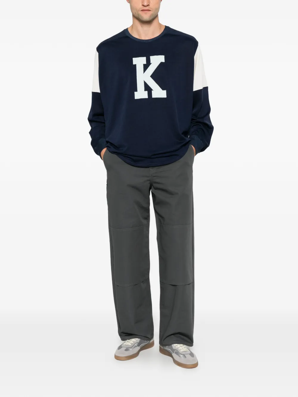 Kenzo logo-print long-sleeved T-shirt Blauw