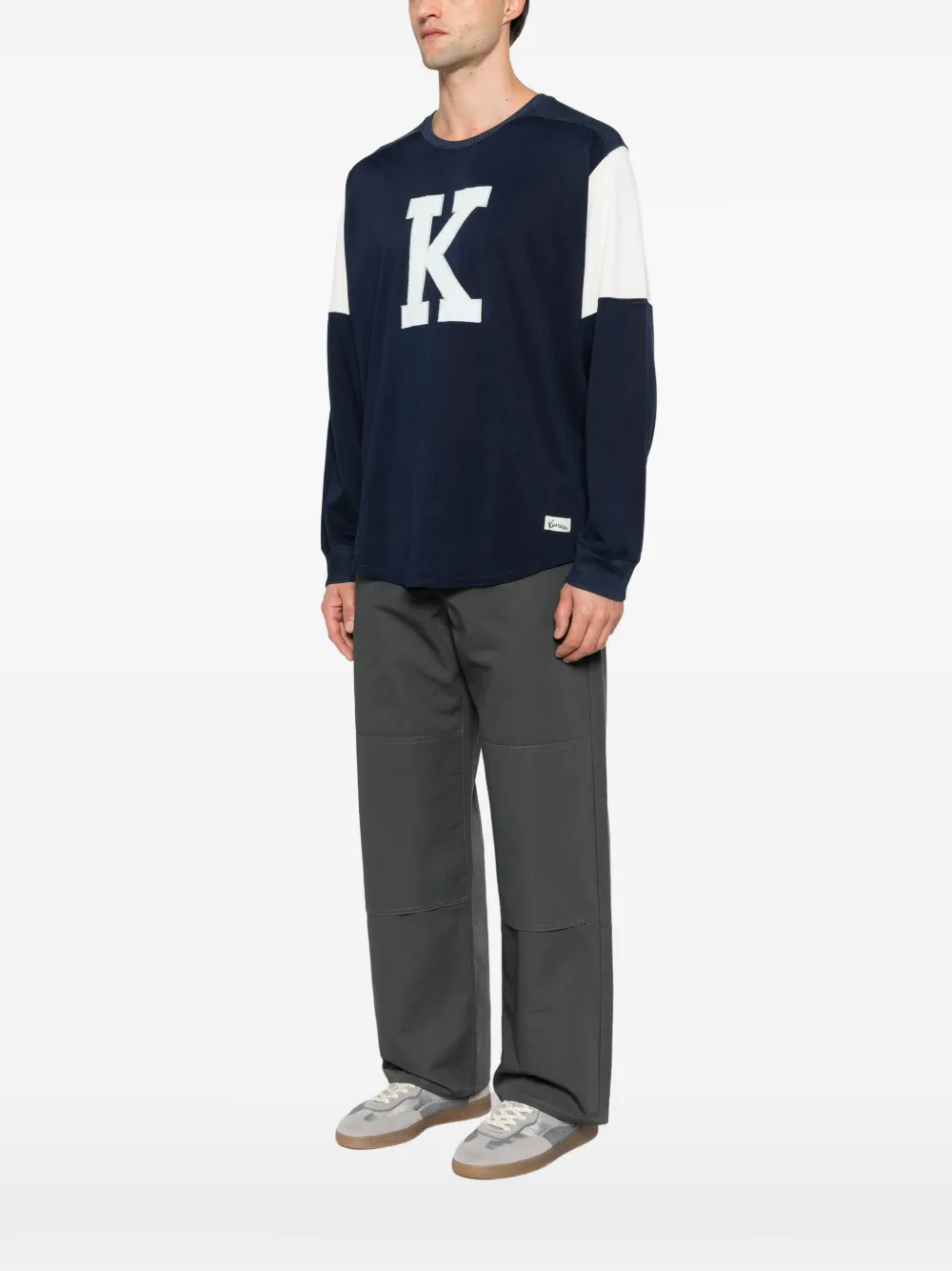Kenzo logo-print long-sleeved T-shirt Blauw
