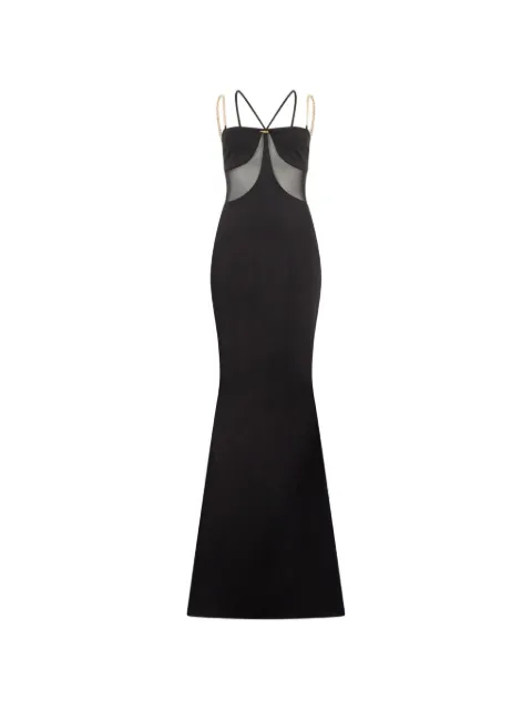 Roberto Cavalli vestido con panel de malla y cadena