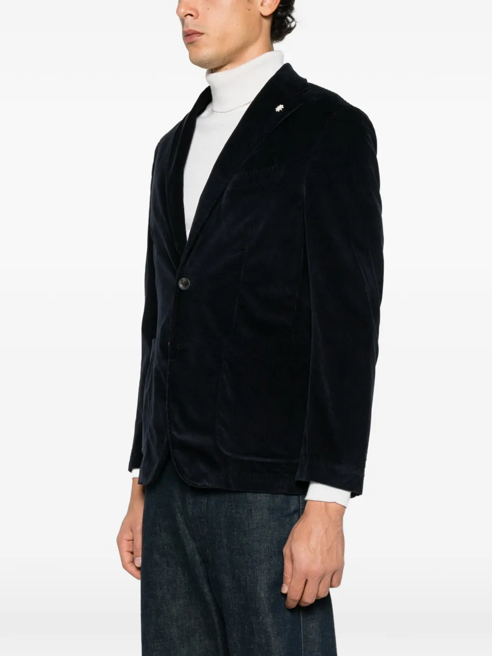 Manuel Ritz corduroy single-breasted blazer Blauw