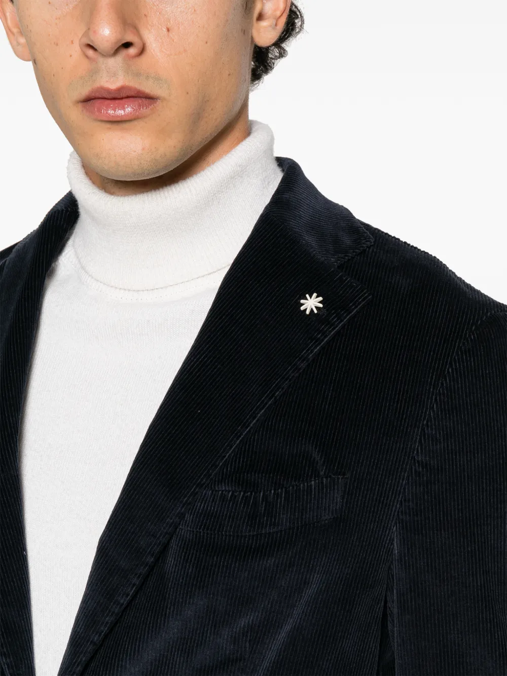 Manuel Ritz corduroy single-breasted blazer Blauw