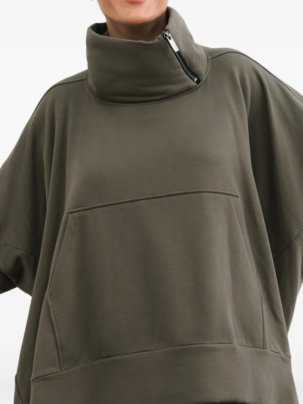 Marcella Boerum asymmetrische sweater met rits Groen