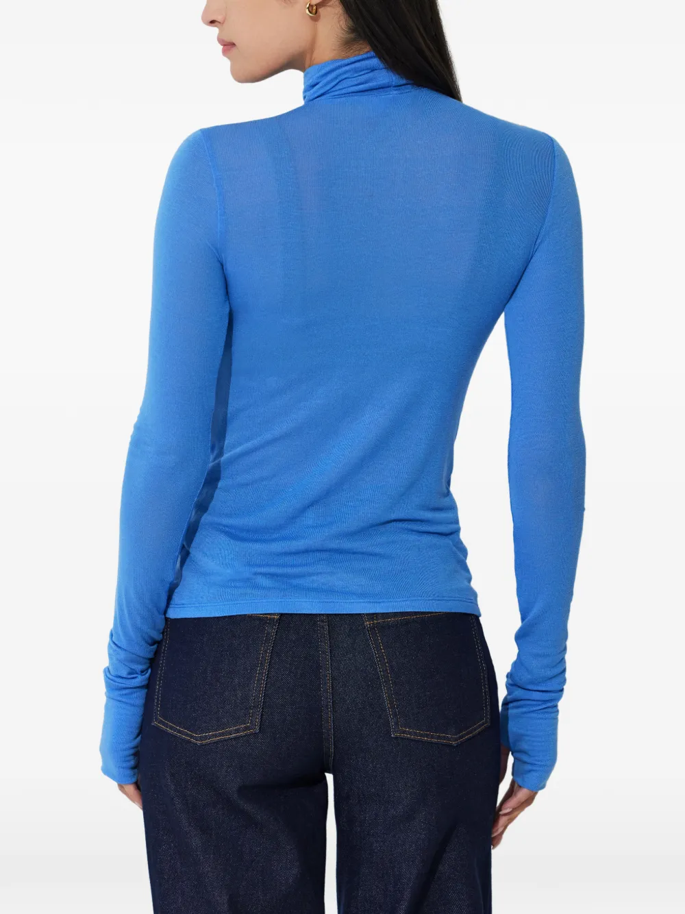 Marcella Eloise doorzichtige top met col Blauw