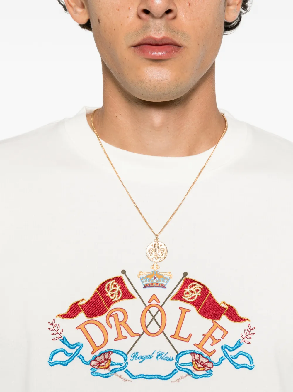 Drôle De Monsieur T-shirt met borduurwerk Wit