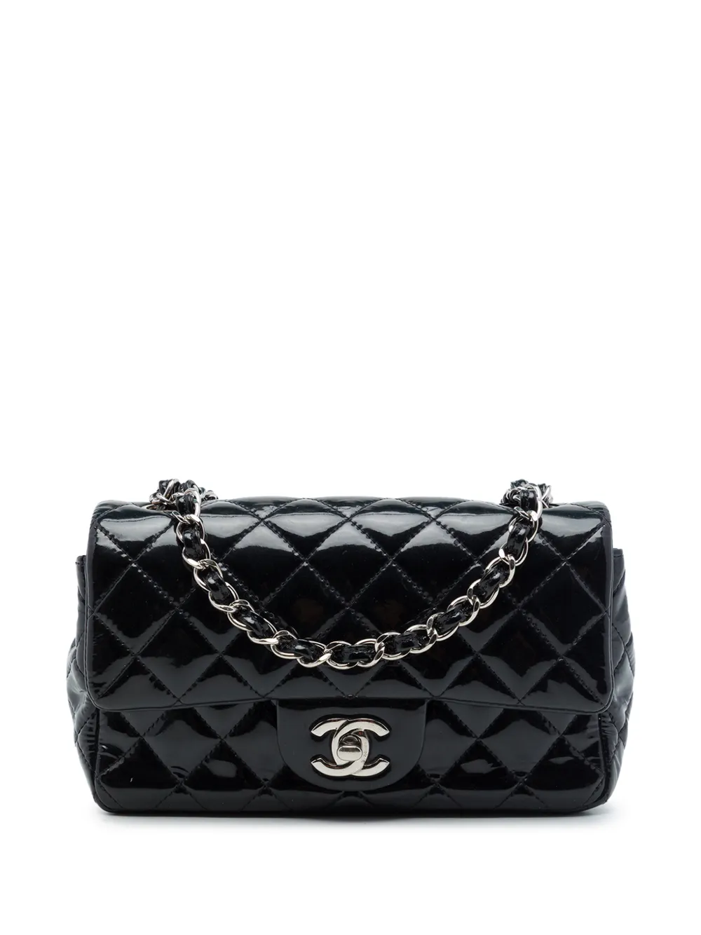 CHANEL Pre-Owned 2014 Mini Rectangular Classic Patent Single Flap crossbody bag - Nero