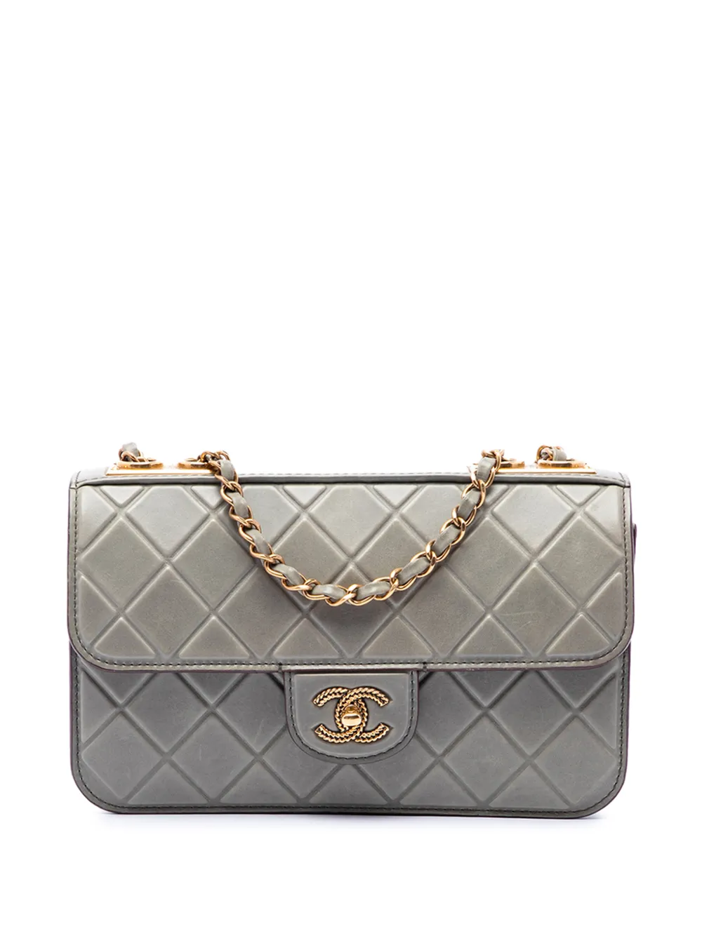 CHANEL Pre-Owned 2015-2016 CC Quilted Debossed Calfskin Flap shoulder bag - Grigio
