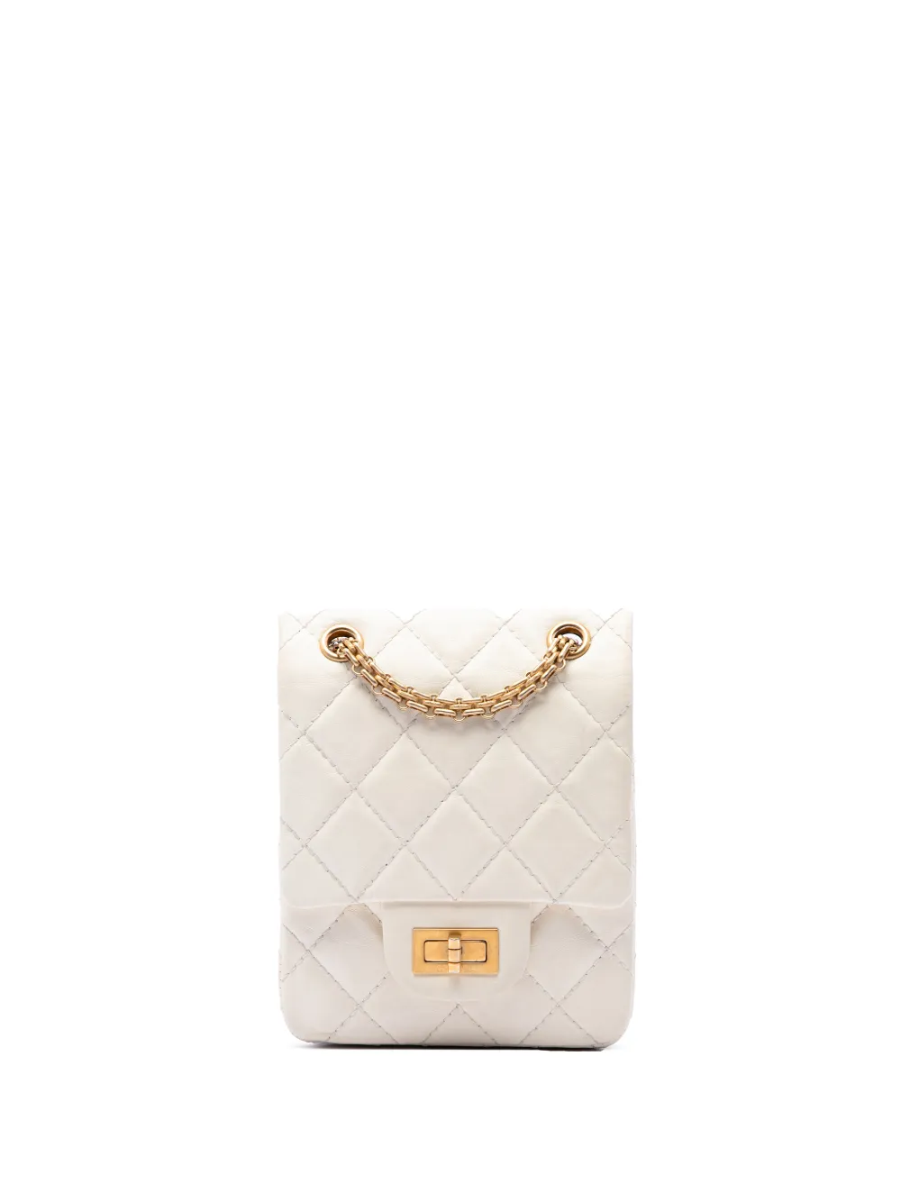 CHANEL Pre-Owned 2020 Mini Quilted Aged Calfskin 2.55 Reissue North South Flap crossbody bag - Bianco