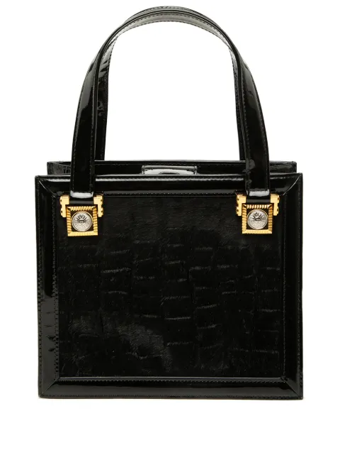 Versace Pre-Owned 1990 Patent and Pony Hair Box Sunburst handbag