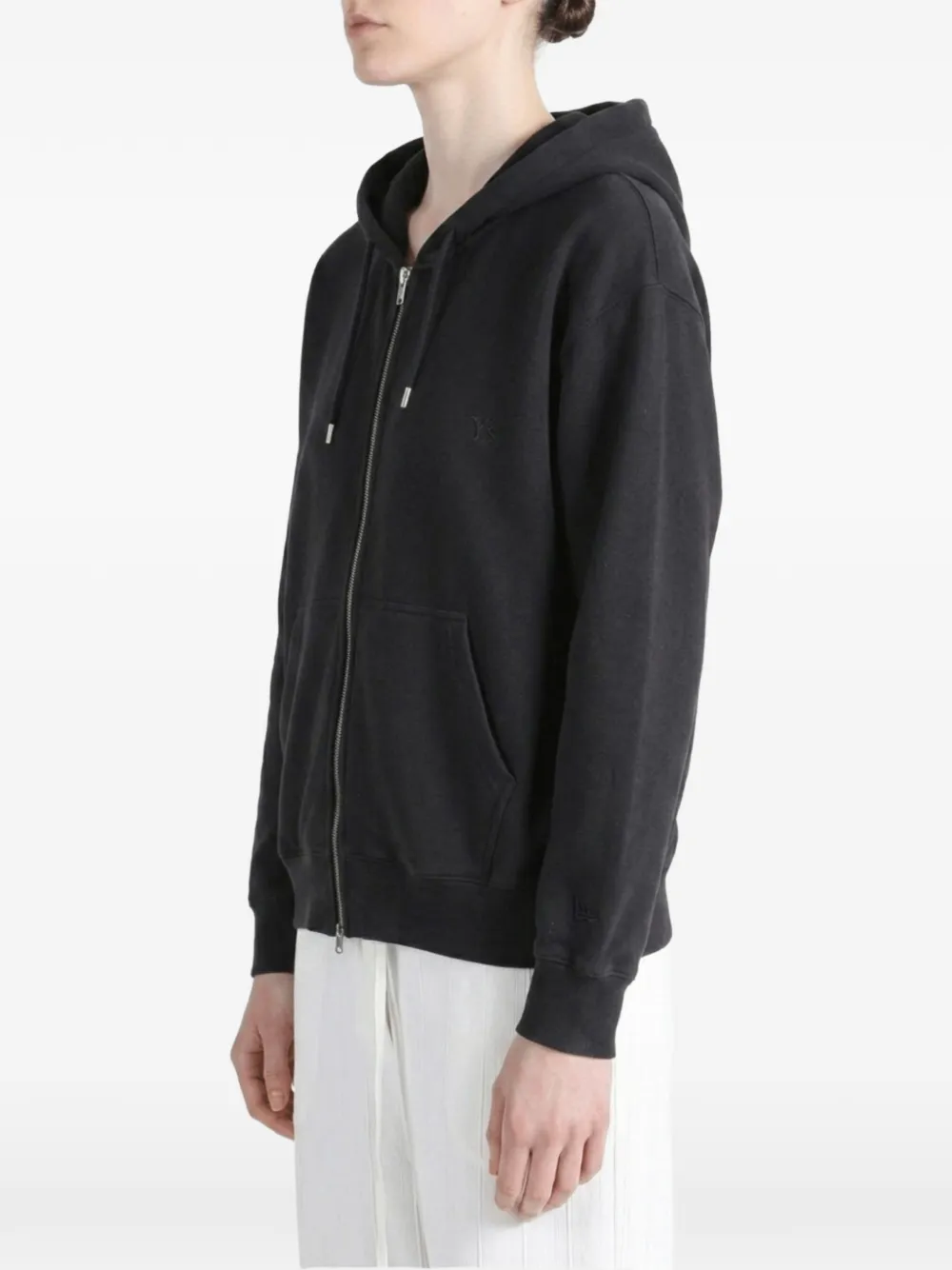 Y's x New Era logo-embroidered zip-up hoodie Zwart