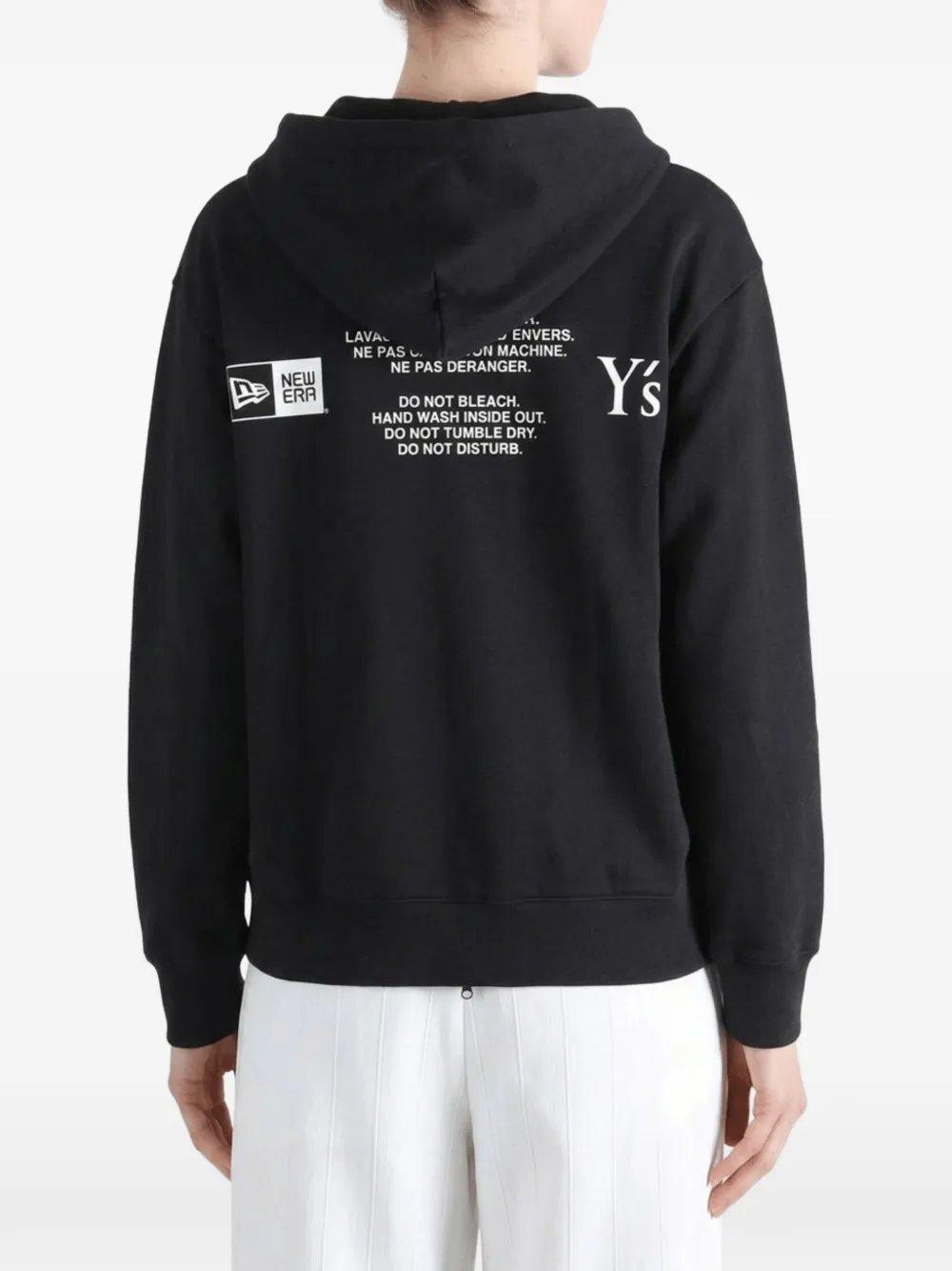 Y's x New Era logo-embroidered zip-up hoodie Zwart