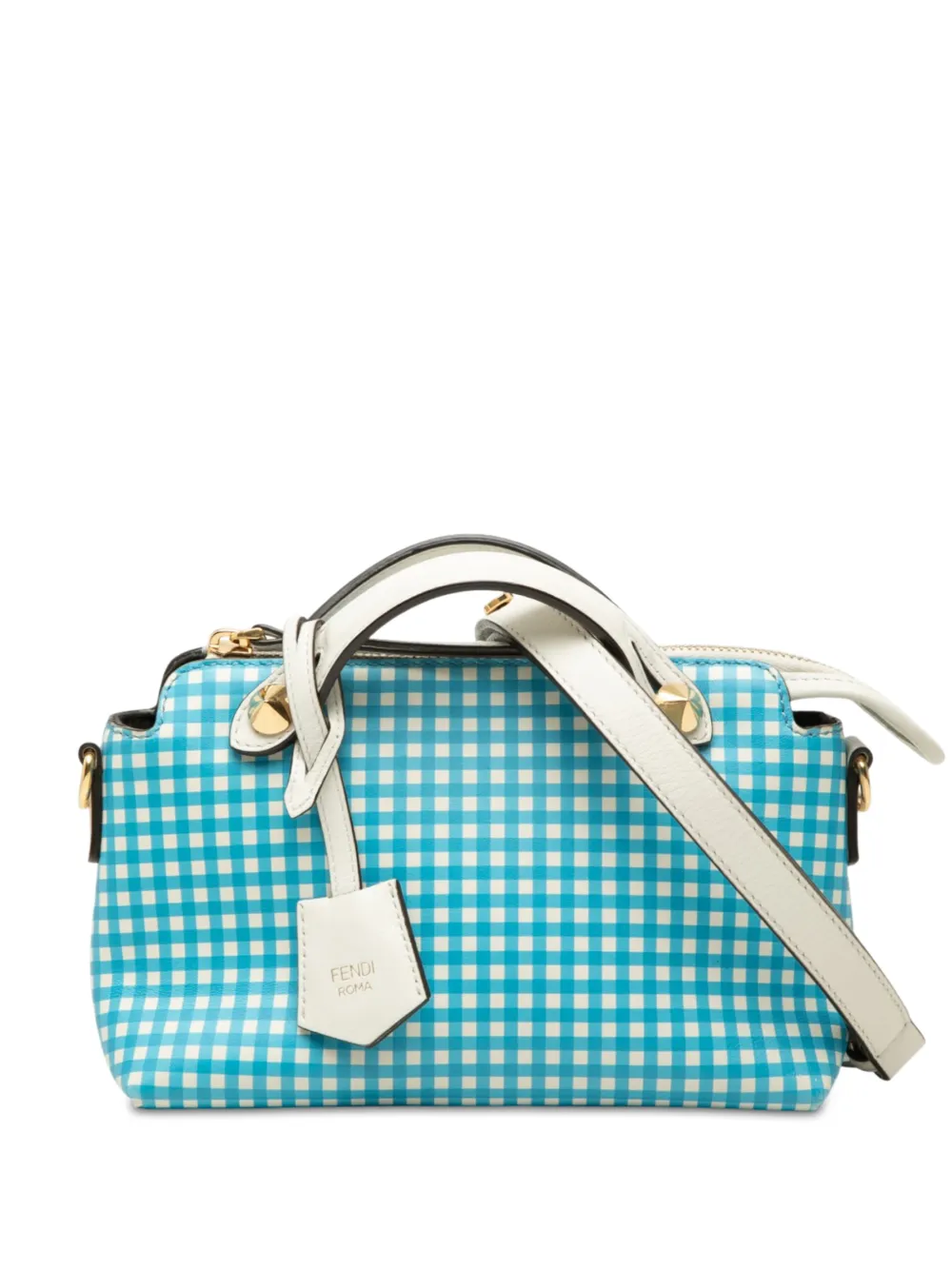 Fendi Pre-Owned 2010-2026 Mini Printed Leather Gingham By The Way satchel - White