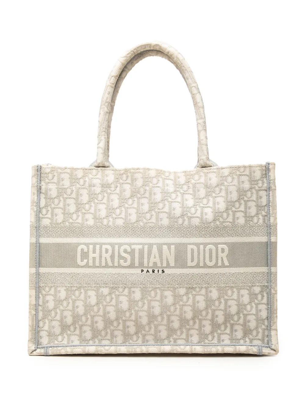 Christian Dior Pre-Owned 2022 Medium Oblique Embroidered Canvas Book tote bag - Gris Christian Dior Pre-Owned 2022 Medium Oblique Embroidered Canvas Book tote bag - Gris