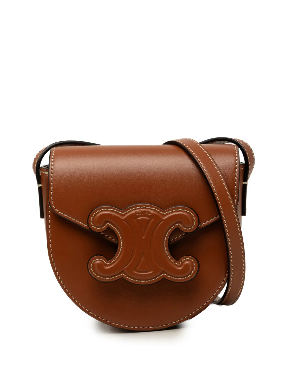 Celine Pre-Owned 2022 Mini Calfskin Cuir Triomphe Besace crossbody bag - Marrone