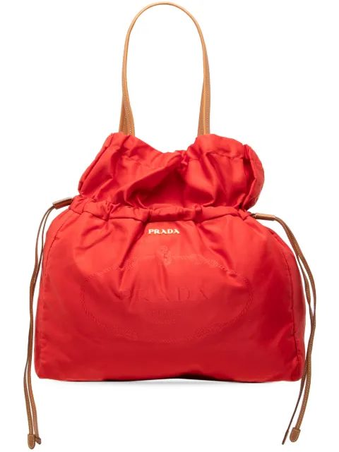 Prada Pre-Owned 2010-2026 Tessuto Logo Drawstring tote bag
