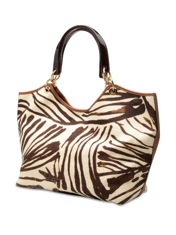 Ferragamo Pre-Owned 2000-2026 ゼブラ プリント ストロー ショッパー