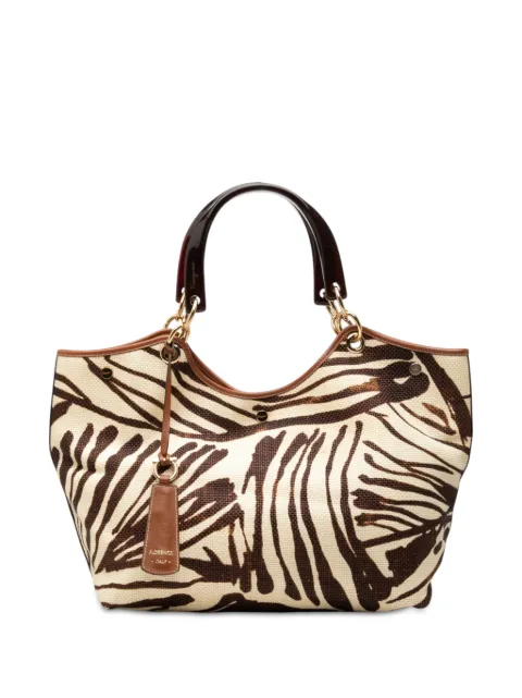Ferragamo Pre-Owned 2000-2026 Zebra Printed Straw Shopper tote bag