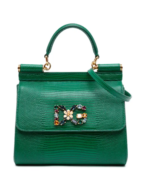 Dolce & Gabbana Pre-Owned 2010-2026 Small Iguana Embossed Calfskin Miss Sicily satchel