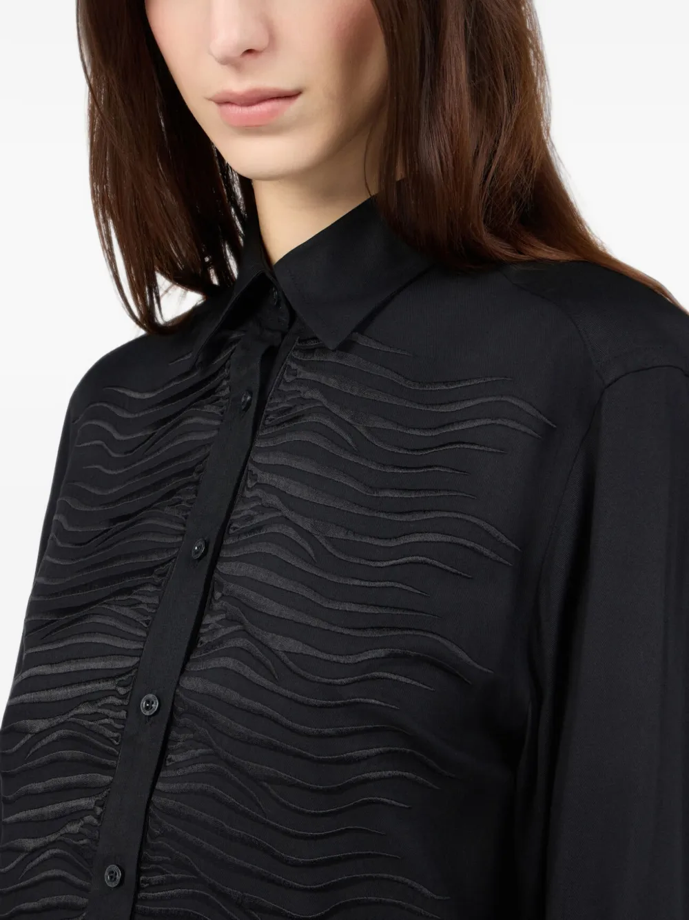 Roberto Cavalli Blouse met geborduurde zebra Zwart