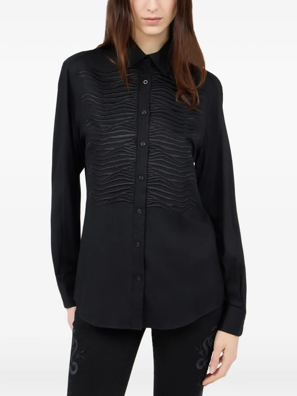 Roberto Cavalli Blouse met geborduurde zebra Zwart