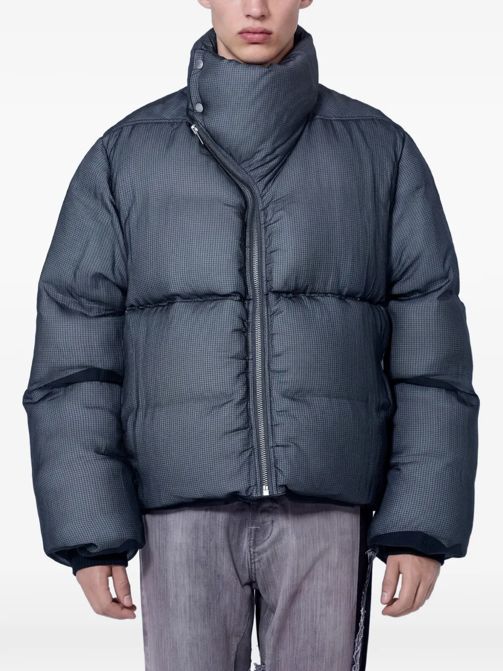 Rick Owens quilted high-neck jacket - Grigio