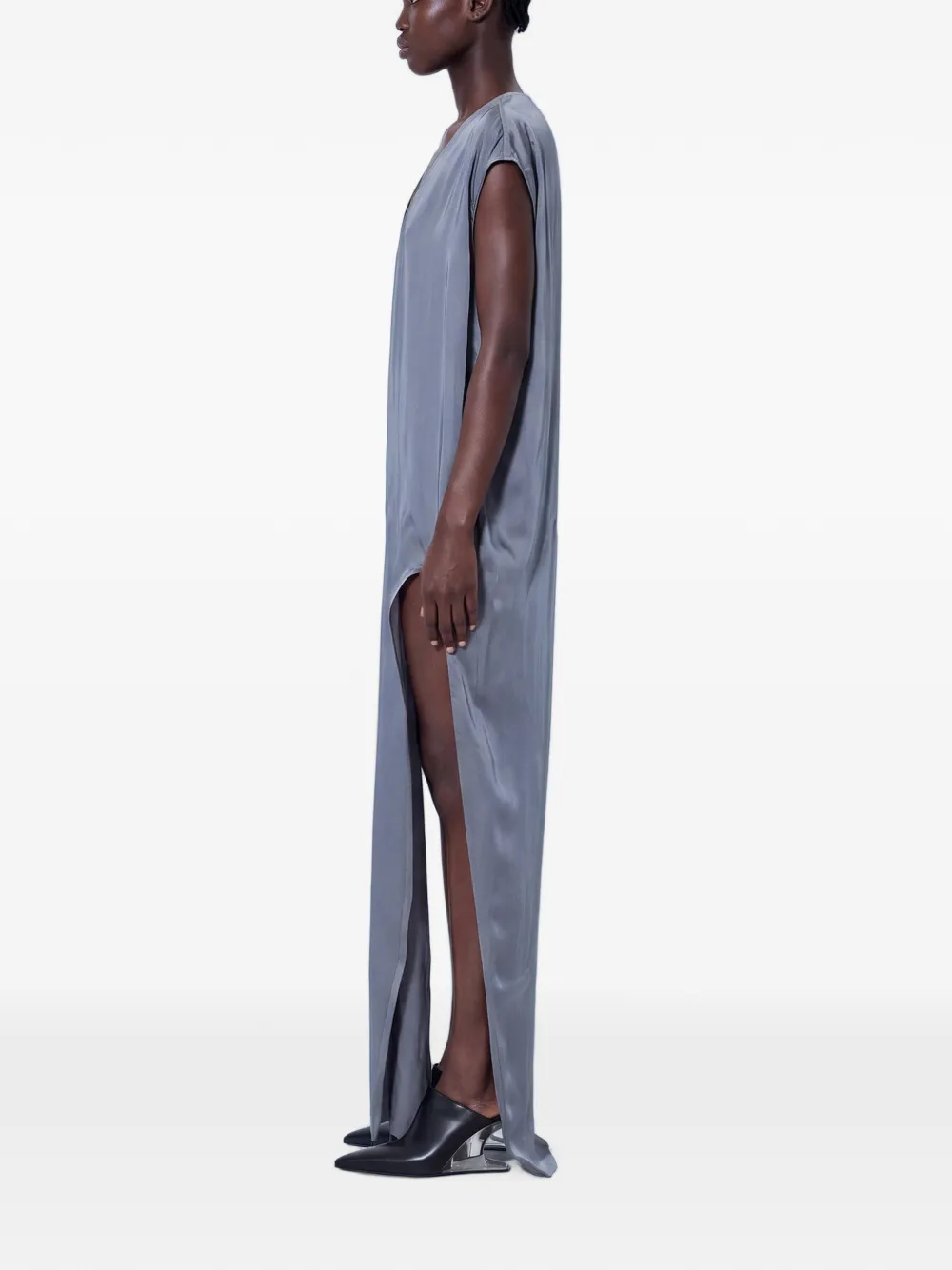 Rick Owens Arrowhead maxi-jurk met zijsplit en V-hals Grijs