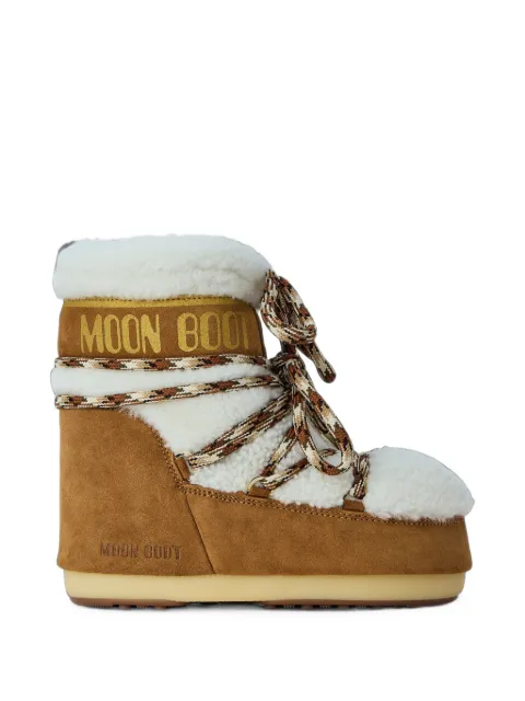 Moon Boot Icon low brown shearling boots