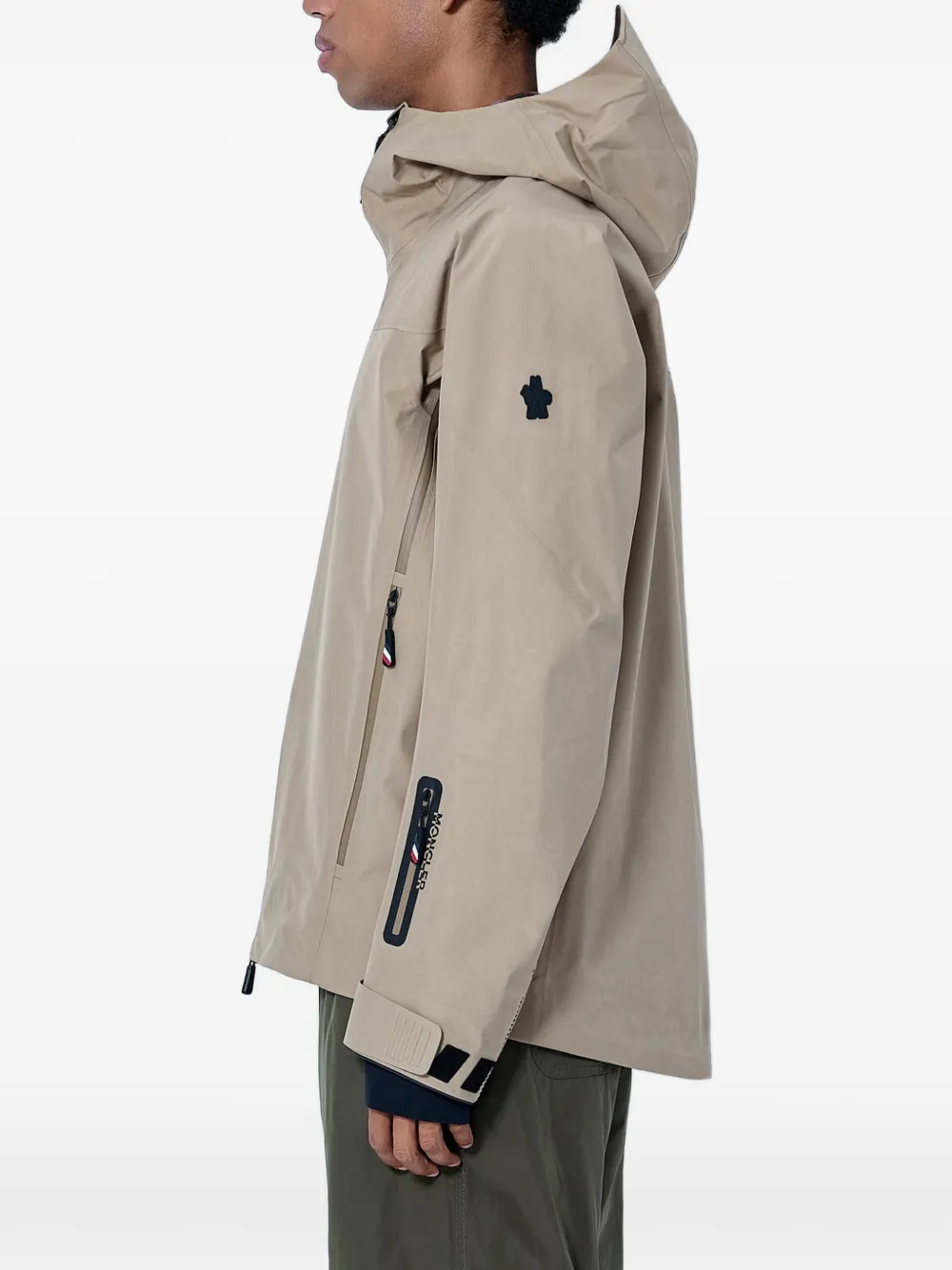 Moncler Grenoble hooded zip-up jacket Beige
