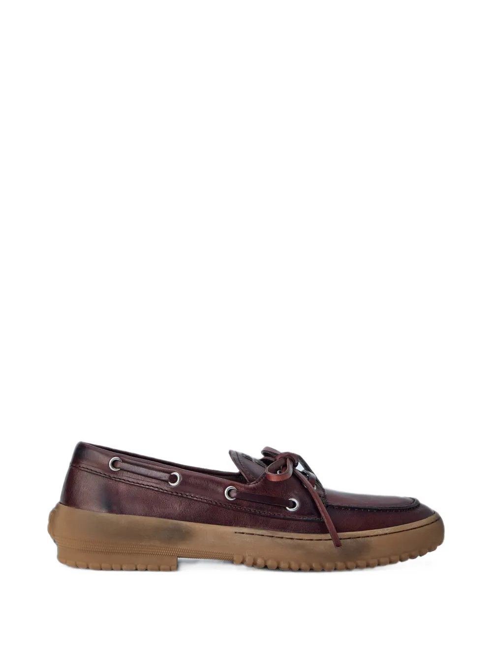 Miu Miu leather deck shoes - Marrone