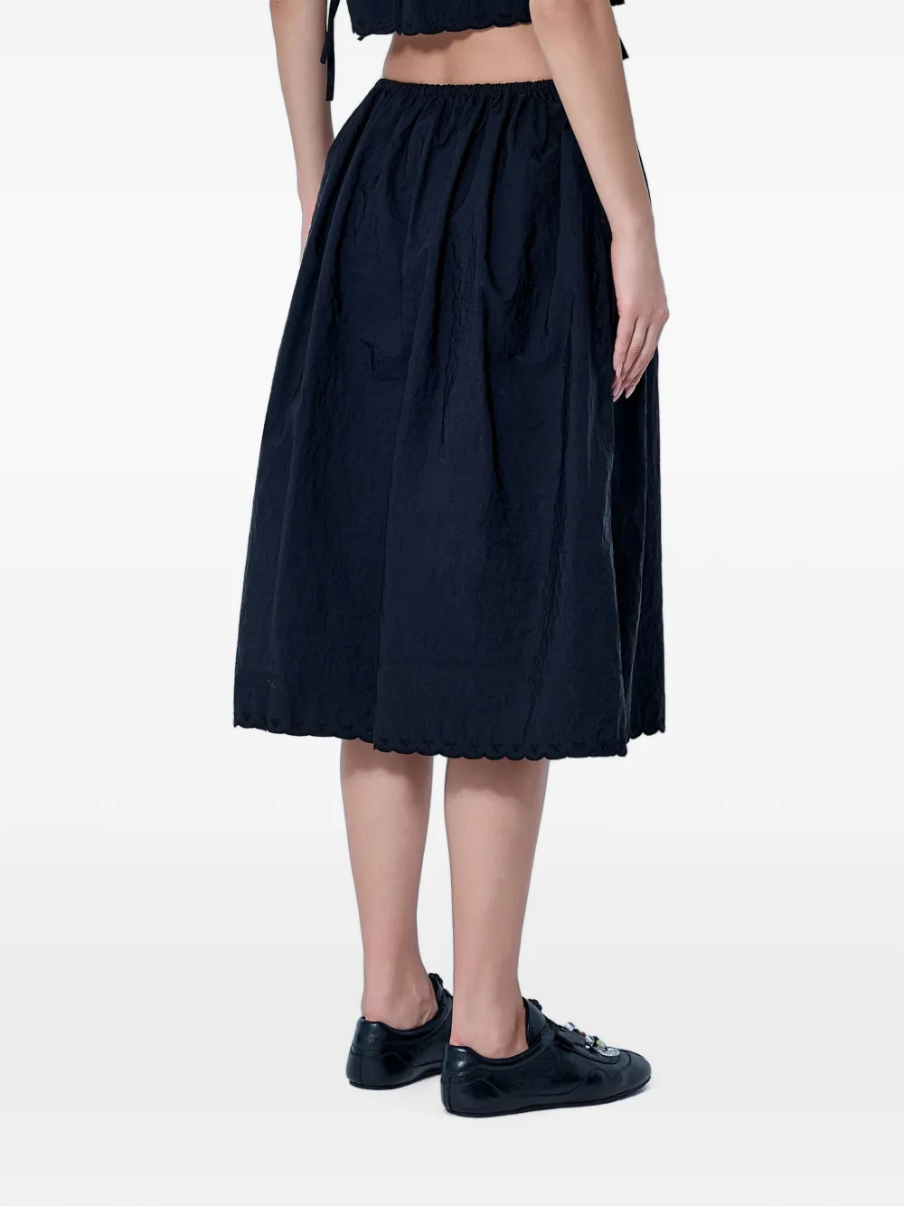 Cecilie Bahnsen Fiella elastische midi-rok met gewelfde zoom Zwart